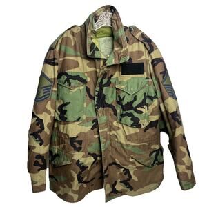 Woodland Camo M65 Army Military Coat Cold Weather Field Jacket + Liner Medium